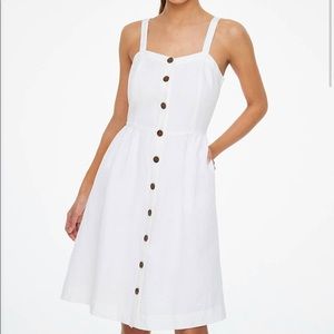 The LOFT Button Down Flare Dress in White Size 14